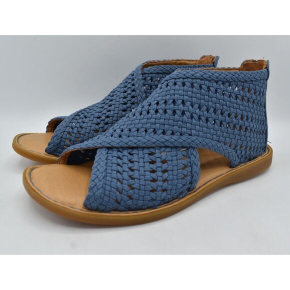 Born Womens Size 7 Iwa Mac Blue Zip Open Toe Sandals Shoes - Picture 2 of 13
